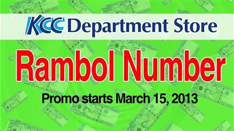 kcc rambol number|KCC Department Store Rambol Number .